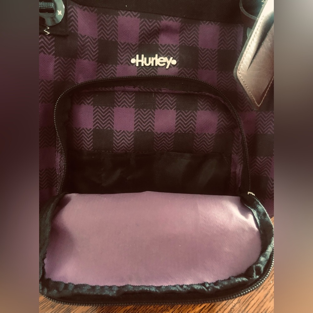 Vintage Hurley Purple Plaid Tote with Front Zip Pocket 90s - Picture 2 of 10